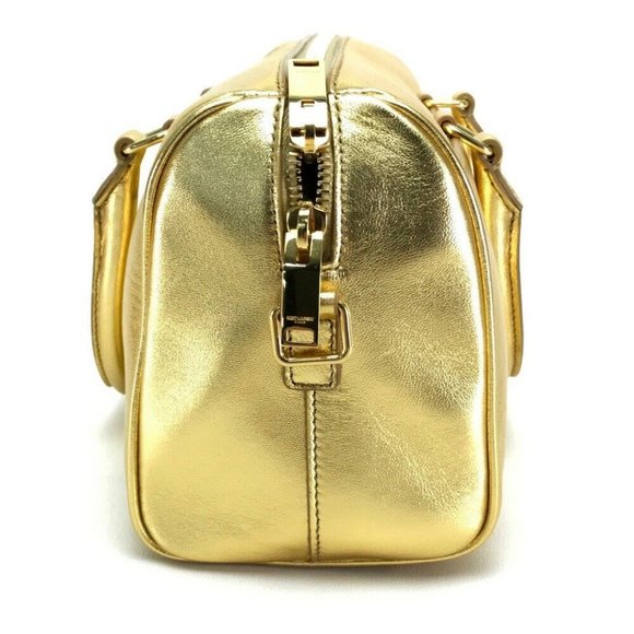 Authentic SAINT LAURENT PARIS Baby Duffle 2WAY Hand Bag Leather Gold - Picture 5 of 11